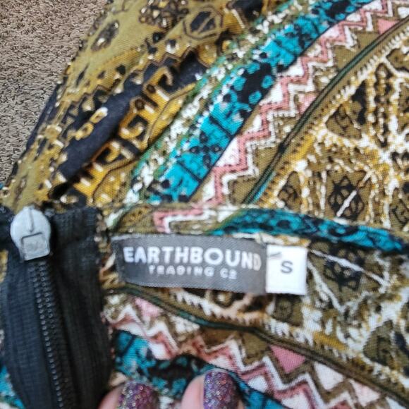 Earthbound Trading Company- Women's Multicolor Dress- size Small - Picture 6 of 7